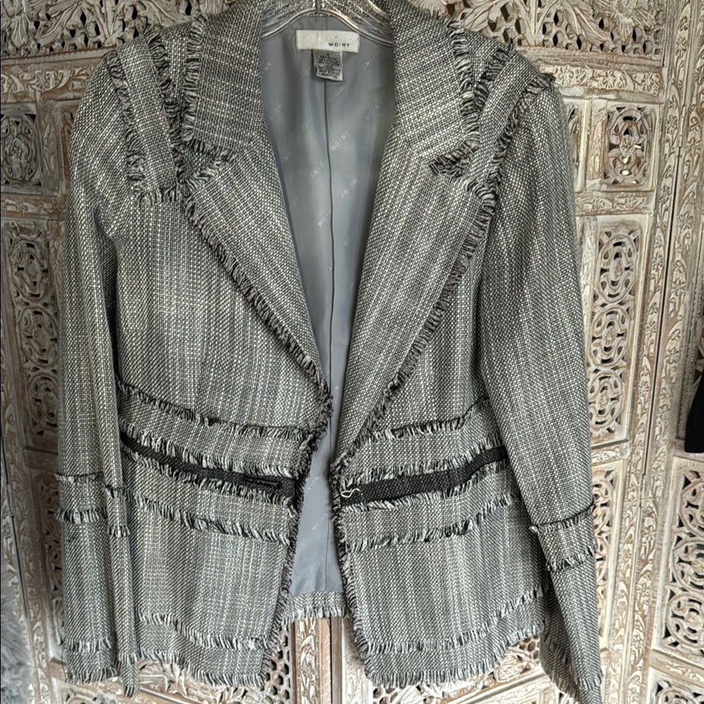 A “ Chanel Style” WD.NY BRAND- Sharp looking Gray Fringe Blazer